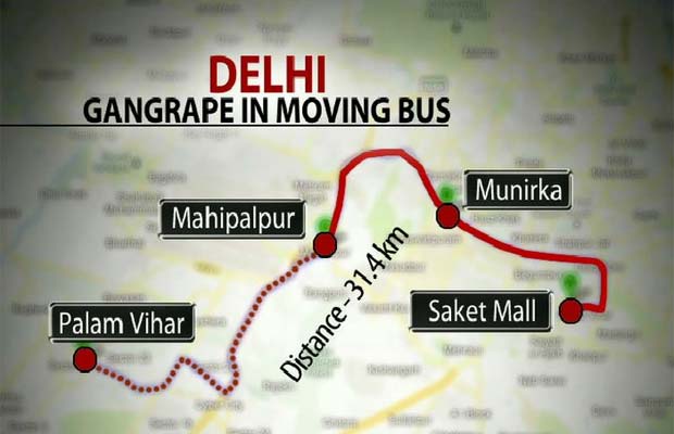delhi gangrape bus route