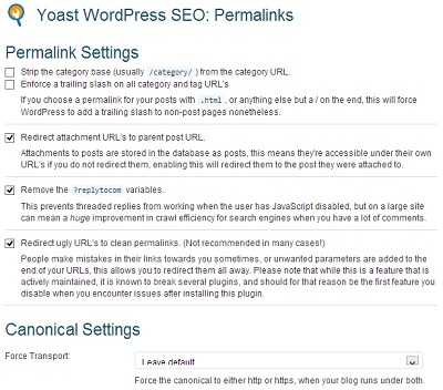 yoast wordpress seo settings -permalinks