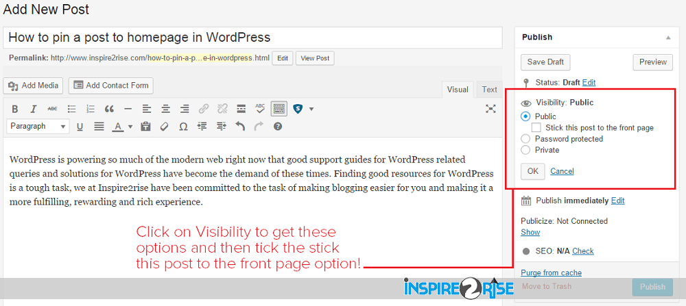 How to pin a post to homepage in WordPress guide
