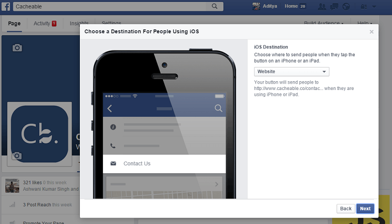 Include call to action button on your facebook page 4