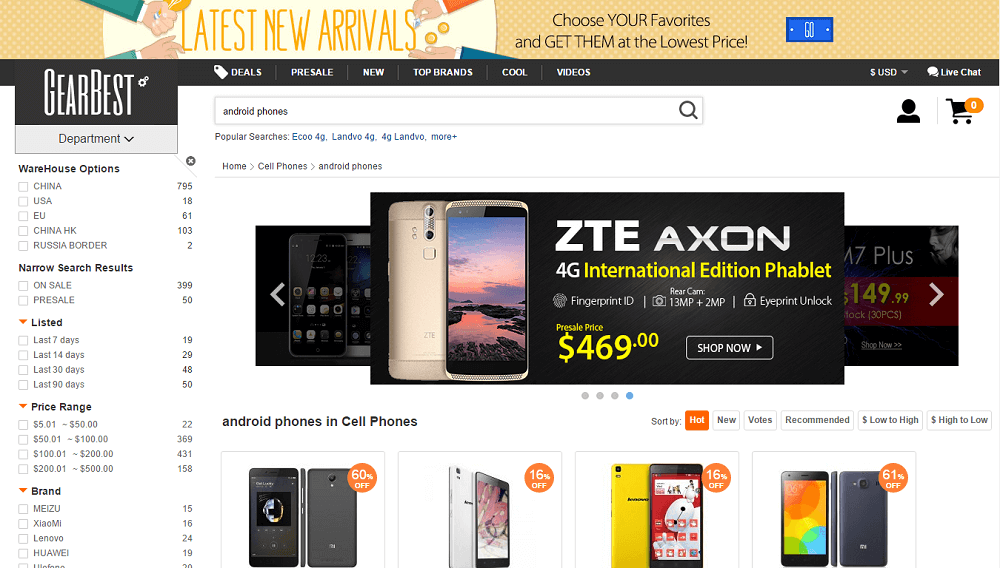 Gearbest shopping for discounted android phones