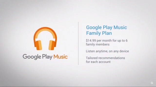 Google Play music family plan