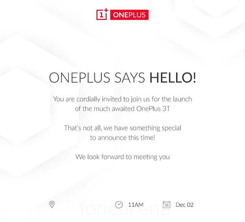 oneplus 3t india launch date invite
