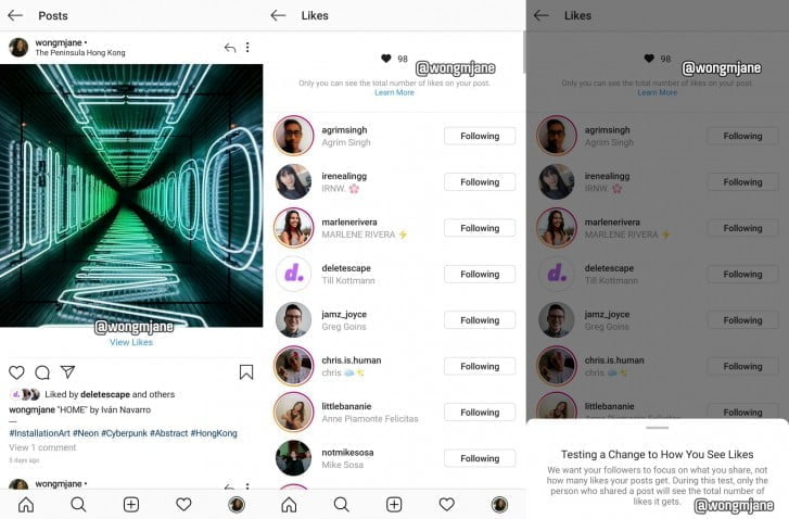 instagram to hide like count from future posts