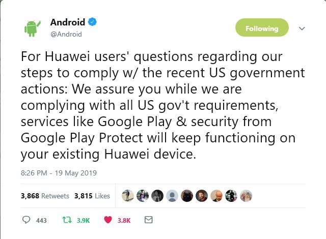 huawei android official statement