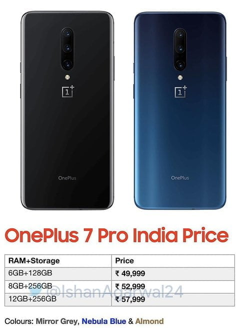 oneplus 7 pro india price leaked online