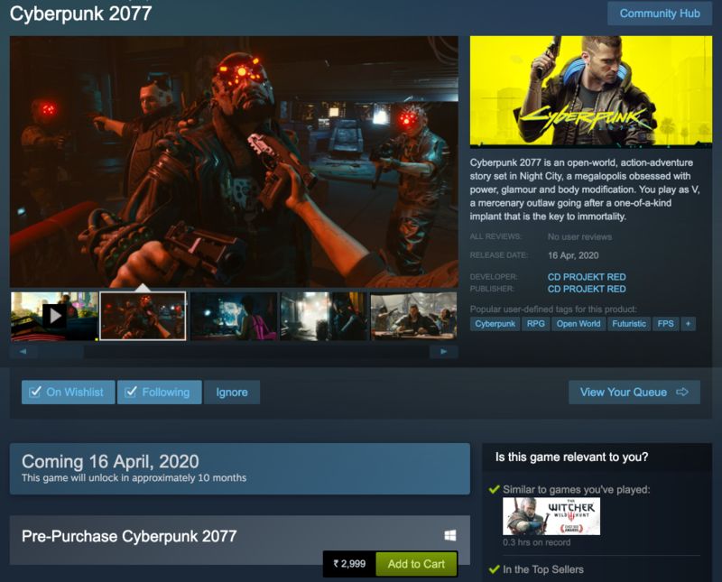 cyberpunk 2077 release date preorder steam
