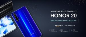 HONOR 20 to be Available on Amazon; at INR 22,999 as Special Launch Price!