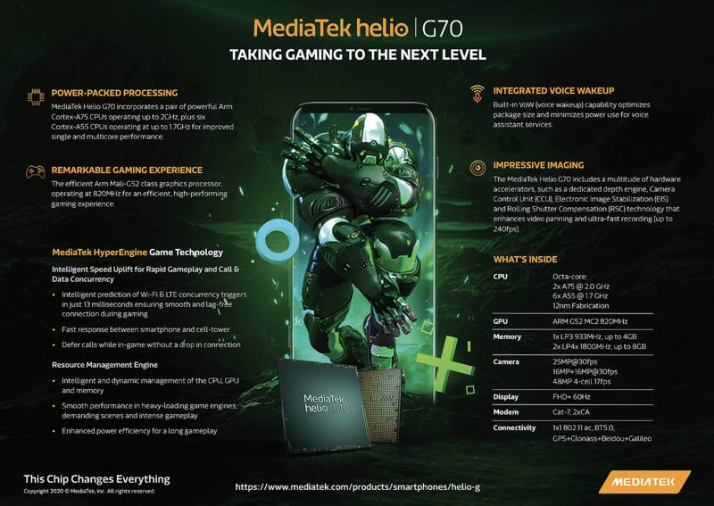 mediatek helio g70 specifications and details