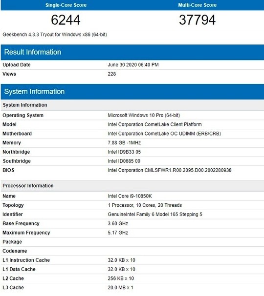 intel core i9 10850k specifications leaked
