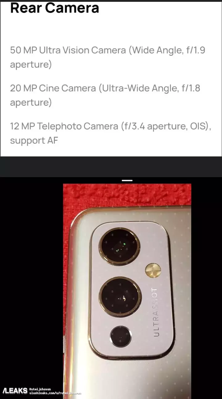 oneplus 9 camera specifications leaked